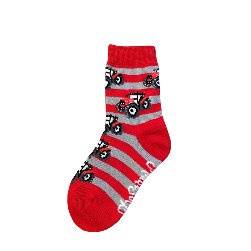 ShuttleSocks Junior Tractor Socks Red/ Grey - 12-2.5